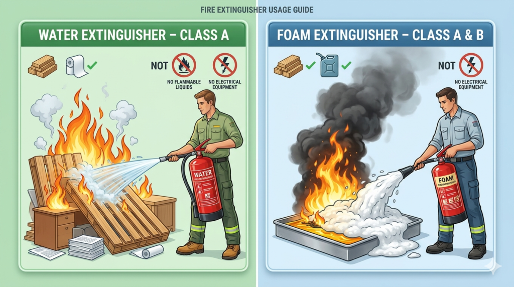What Are the Different Types of Fire Extinguishers and When Should You Use Each One? 1 When Should You Use a Water or Foam Extinguisher