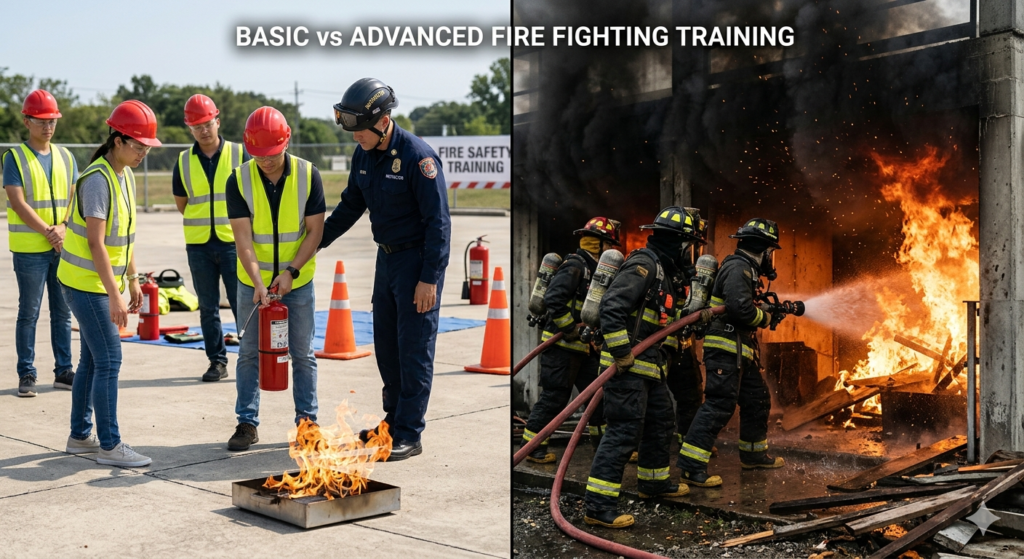Basic vs. Advanced Fire Fighting Training: Which Does Your Team Need? 1 Basic vs. Advanced Fire Fighting Training Which Does Your Team Need