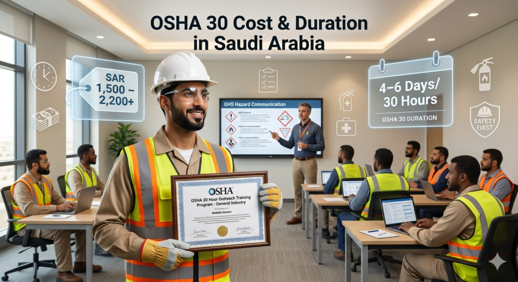 How much does OSHA 30 cost in Saudi Arabia and how long does it take