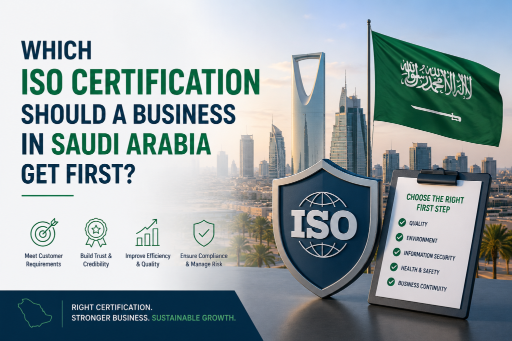 Which ISO certification should a business in Saudi Arabia get first
